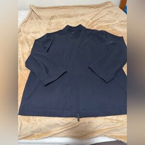 Patrick Assaraf Men's Navy Nylon Zip Up Jacket XXL